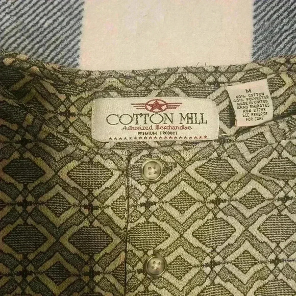 Cotton Mill Mens Beige And Black Design Sleeveless Top Size Medium - Picture 3 of 8